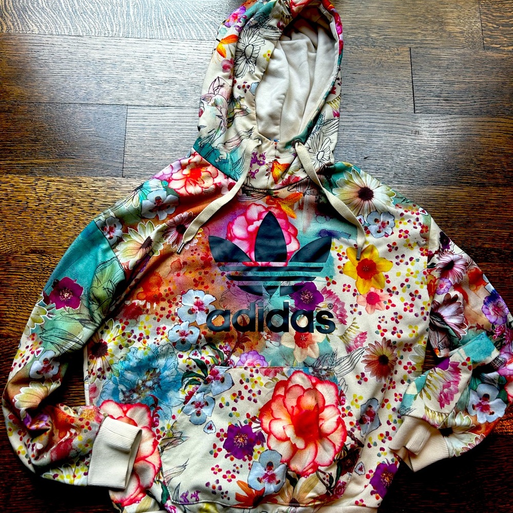 Adidas floral hoodie sweatshirt women’s XS